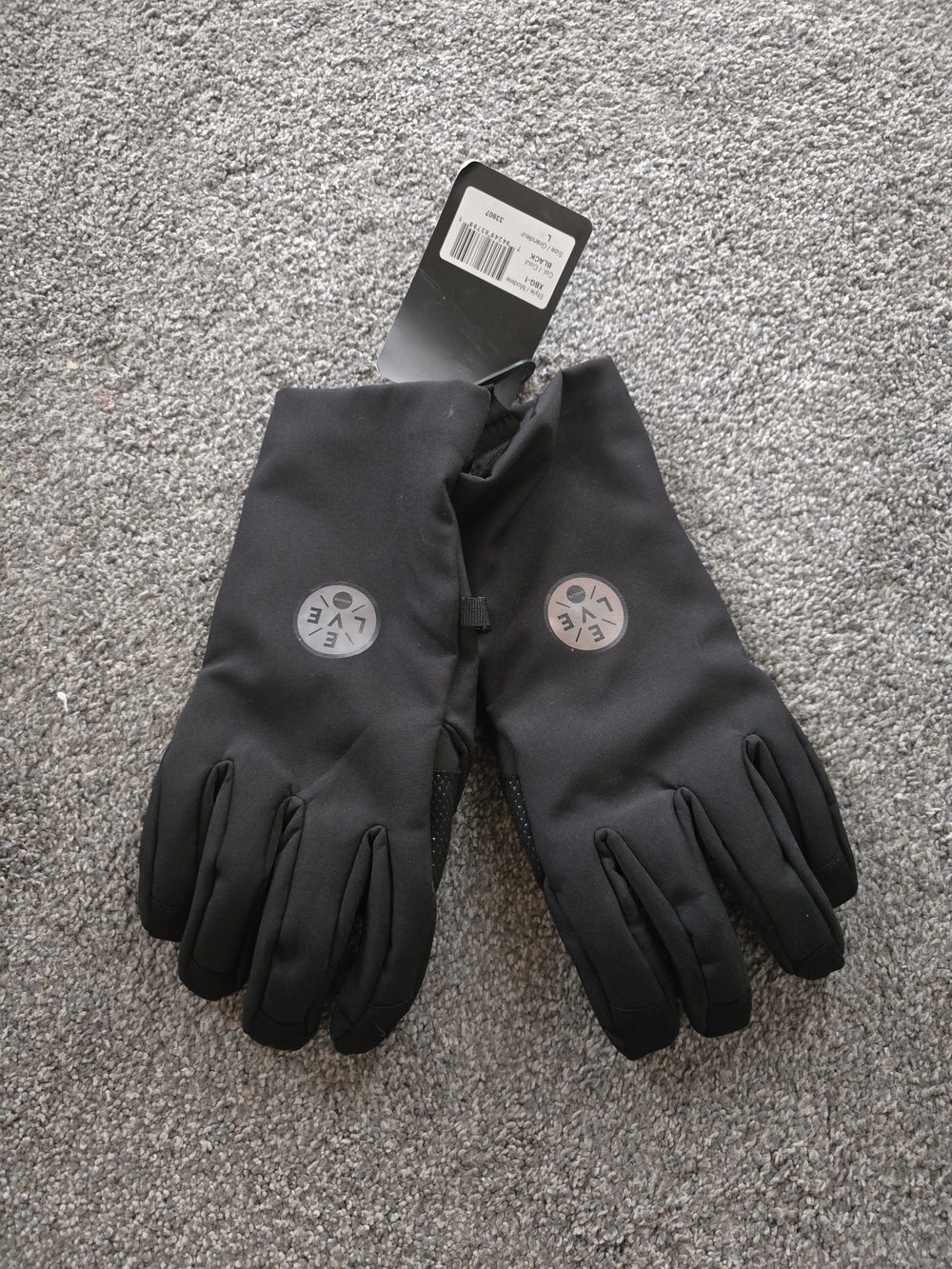 Love Evolve Black Waterproof Winter Gloves with Logo